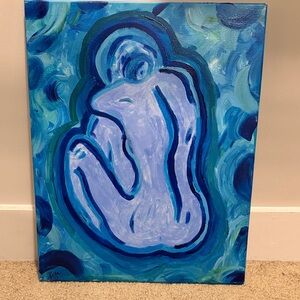 Abstract Blue and Green Canvas Art